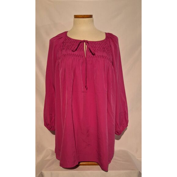 Daniel Rainn Austen 3/4 Sleeve Tassel Blouse Fuchsia Size 2X NEW - Picture 1 of 4